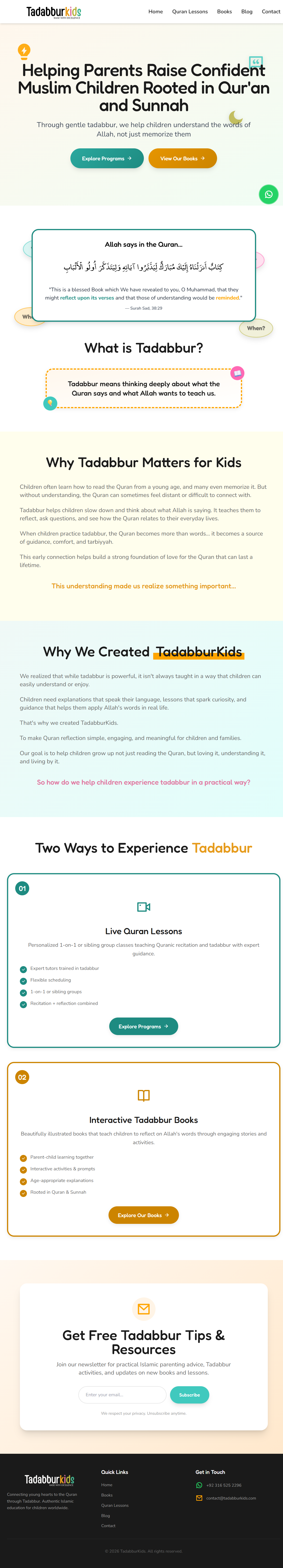 Tadabbur Kids website screenshot